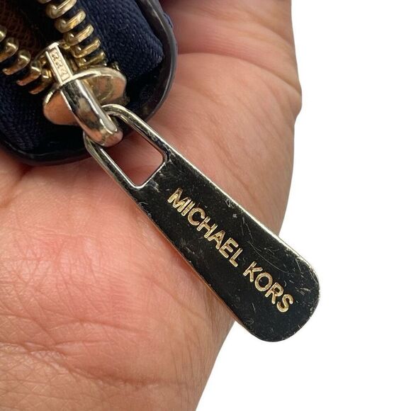 Michael Kors Jet Set Travel Continental Wallet Navy Stripe Zip Wristlet - Picture 7 of 16